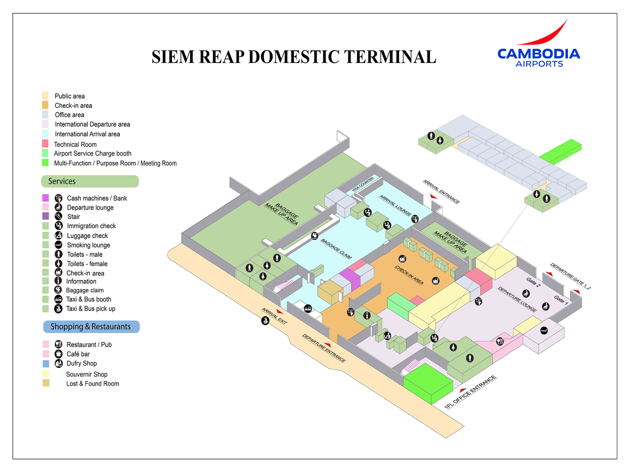 Siem Reap Angkor International airport plattegrond nationaal