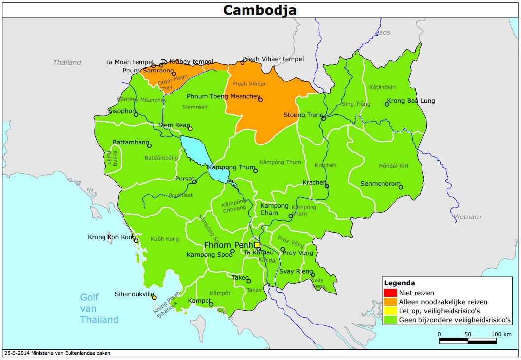 Onveilige gebieden Cambodja